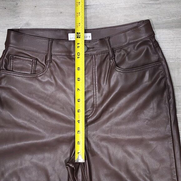 Made and loved LOFT Pants Women's Faux Leather Brown Size 6/28 Straight Leg - Picture 4 of 9
